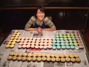 Chemistry cupcakes in the shape of the periodic table.